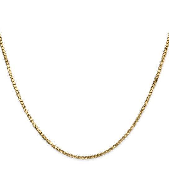 14 Karat Yellow Gold 1.5mm Box Chain with Lobster Clasp 18"