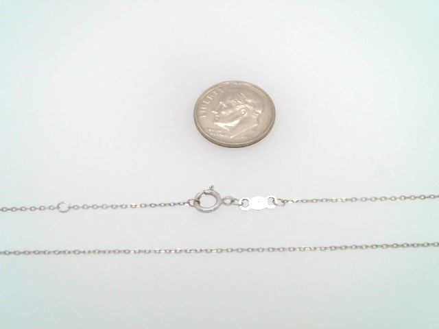 14 Karat White Gold .8 Mm Diamond Cut Cable Chain, 16-18"