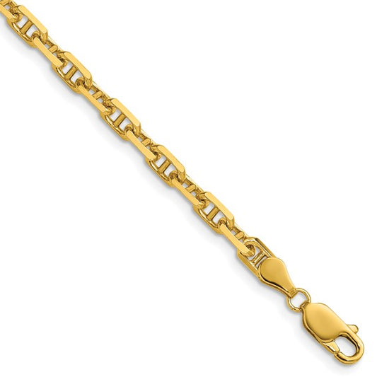 14 Karat Yellow Gold 4.1 Mm Diamond Cut Mariner Anchor Chain 24"