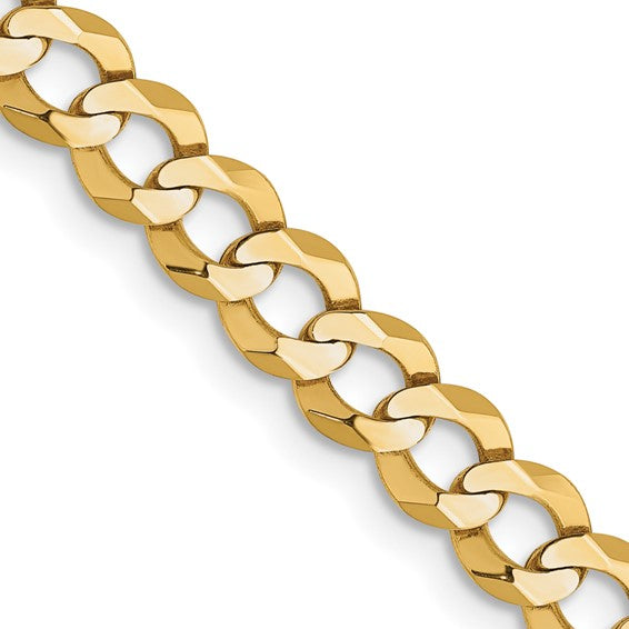 14 Karat Yellow Gold 4.7 Mm Flat Cuban Chain 22"