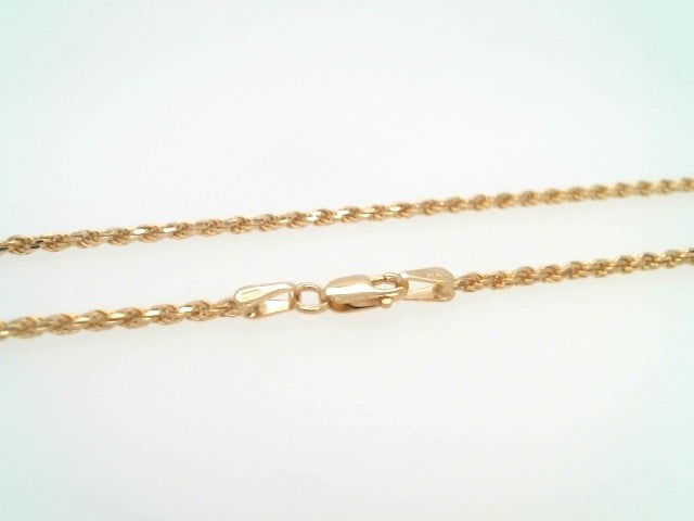 14 Karat Yellow Gold 2 Mm Diamond Cut Rope Chain, 18"