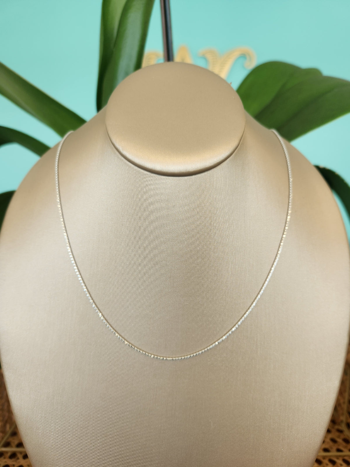 14 Karat White Gold 22 Inch 1.3mm Adjustable Popcorn Chain With Lobster Clasp