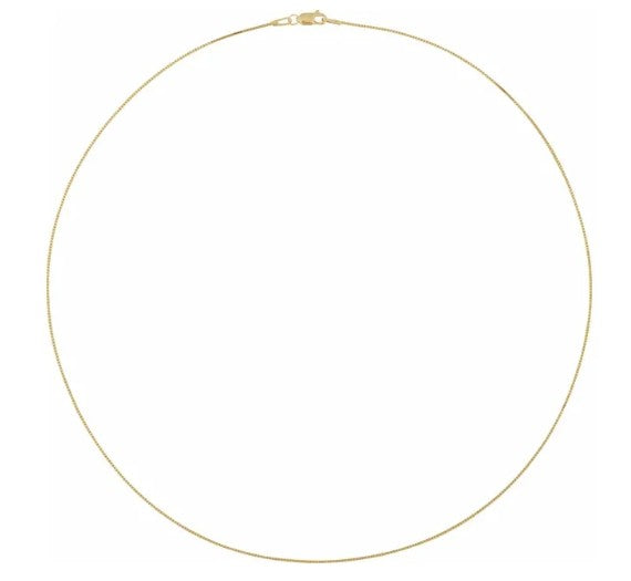 14 Karat Yellow Gold .75 Mm Box Chain, 18"