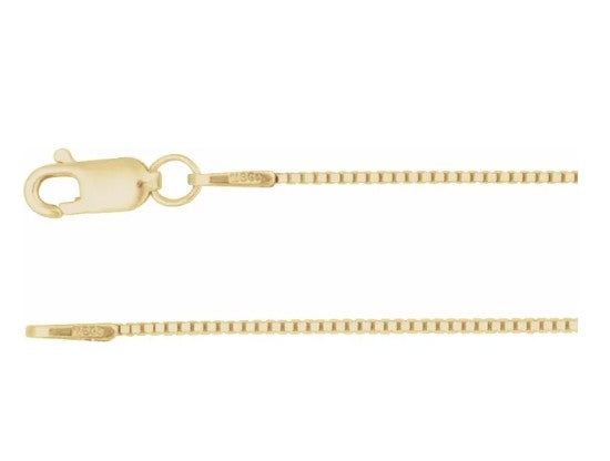 14 Karat Yellow Gold .75 Mm Box Chain, 18"
