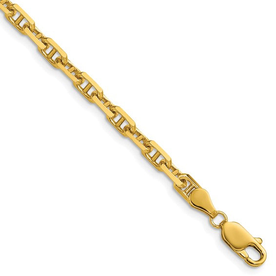 14 Karat Yellow Gold 4.1 Mm Diamond Cut Mariner Anchor Chain, 22"