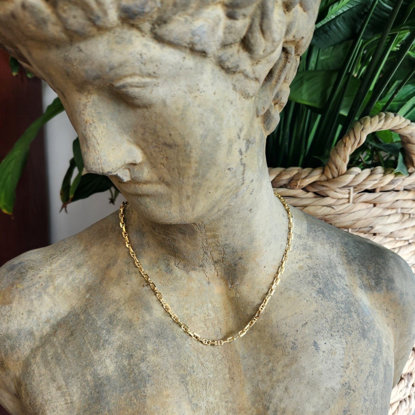 14 Karat Yellow Gold 4.1 Mm Diamond Cut Mariner Anchor Chain, 22"