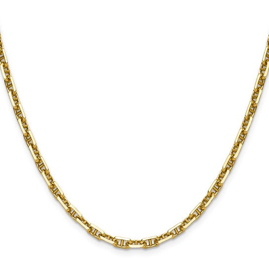 14 Karat Yellow Gold 4.1 Mm Diamond Cut Mariner Anchor Chain, 22"