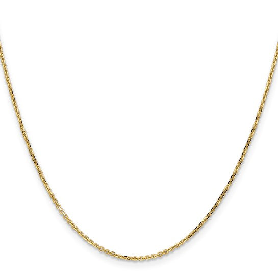 14 Karat Yellow Gold 1.4Mm Diamond-Cut Round Open Link Cable Chain, 18"