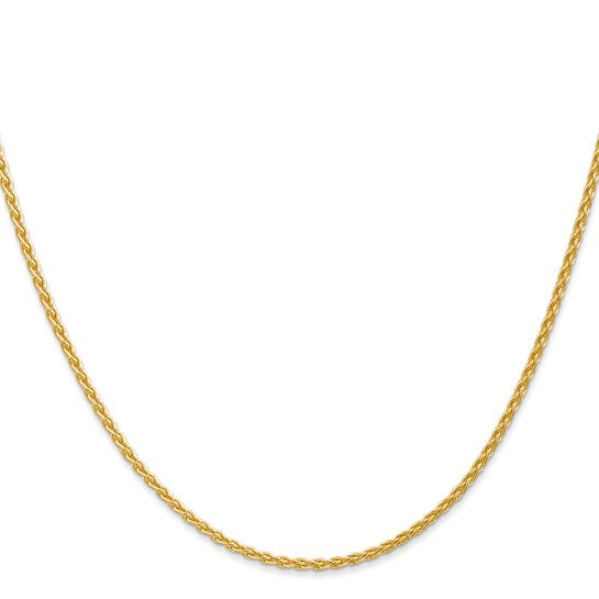 14 Karat Yellow Gold 1.75 Mm Parisian Wheat Chain With Lobster Clasp 18"