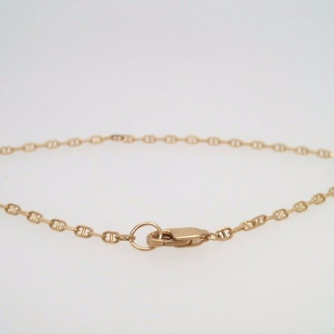 14 Karat Yellow Gold 2 Mm Solid Mariner Link Chain Bracelet 7.5 "