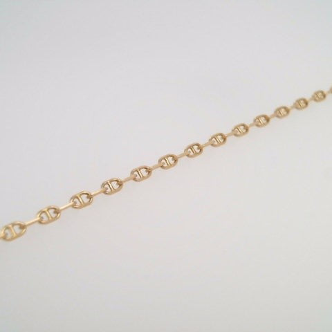 14 Karat Yellow Gold 2 Mm Solid Mariner Link Chain Bracelet 7.5 "