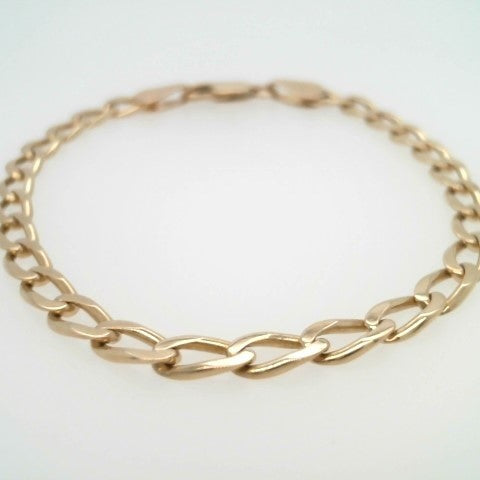 14 Karat Yellow Gold 5 Mm Elongated Curb Link Bracelet, 8"