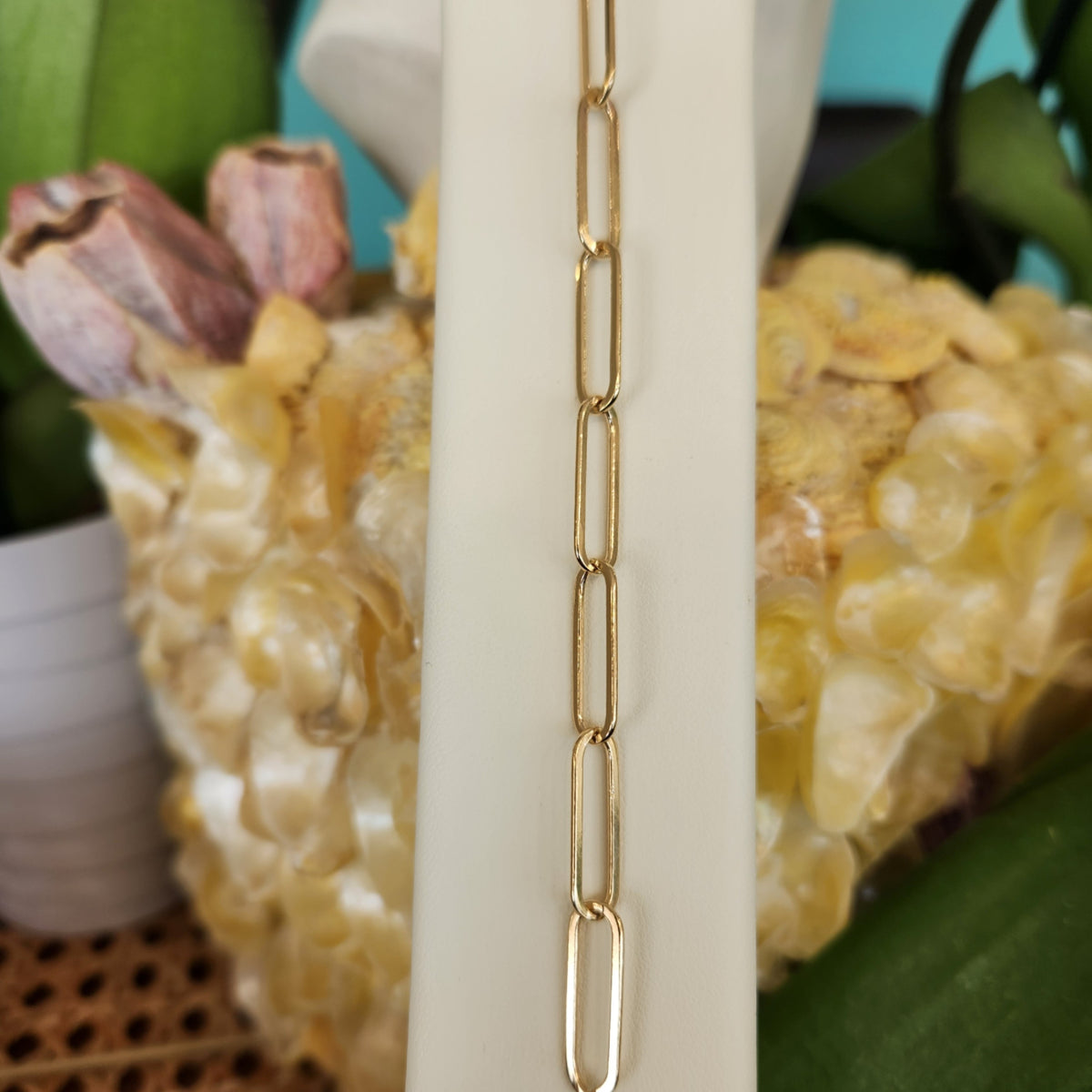 14K Yellow Gold Paperclip-style bracelet -  6.2 mm; 7 inch; Lobster Cl