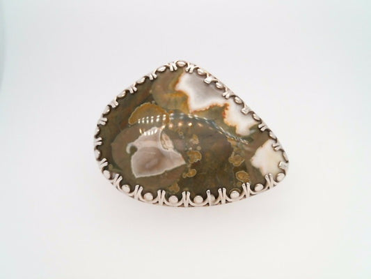 Sterling Silver Triangular "Rainforest" Jasper Cab Statement Ring