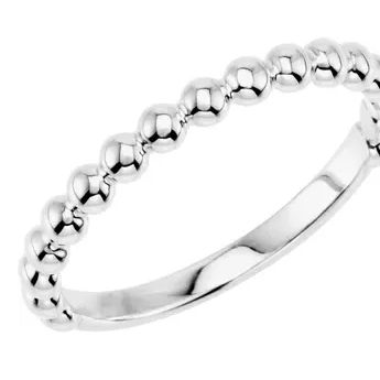 Sterling Silver 2.5 Mm Beaded Stacking Ring