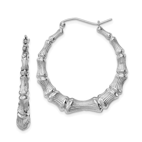 Sterling Silver Bamboo Hoop Earrings