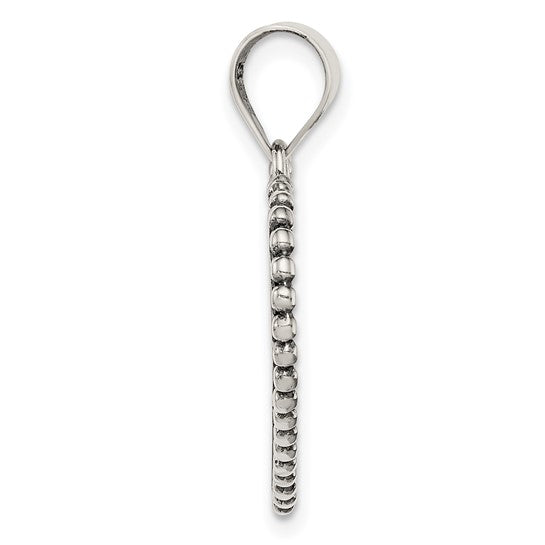 Sterling Silver Heart Pendant With Beaded Edge