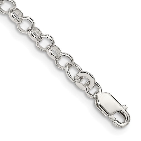 Sterling Silver 4 Mm Rolo Chain Bracelet 8"