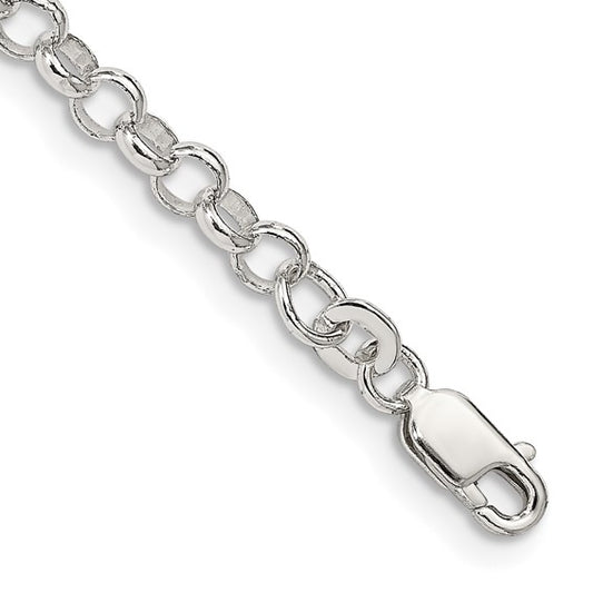 Sterling Silver 4 Mm Rolo Chain Bracelet 8"
