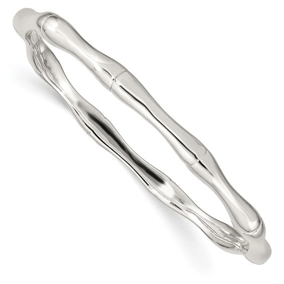 Sterling Silver 6 Mm Bamboo Bangle Bracelet 7.75"