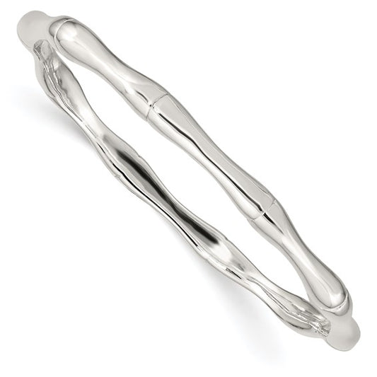 Sterling Silver 6 Mm Bamboo Bangle Bracelet 7.75"