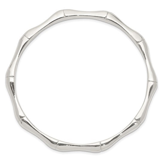Sterling Silver 6 Mm Bamboo Bangle Bracelet 7.75"