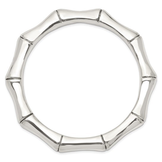 Sterling Silver 9 Mm Bamboo Bangle Bracelet 7.75"