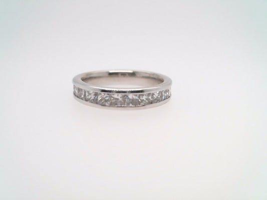 **Online Clearance** Vintage 14 Karat White Gold Channel Set Princess Cut Diamond Band Ring