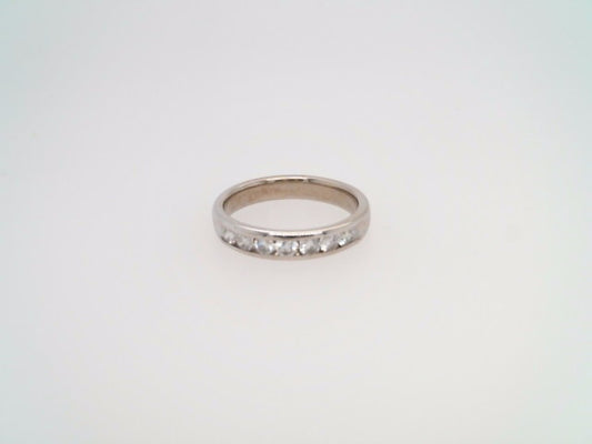 **Online Clearance** Vintage 14 Karat White Gold 7 Stone Channel Set Diamond Band Ring
