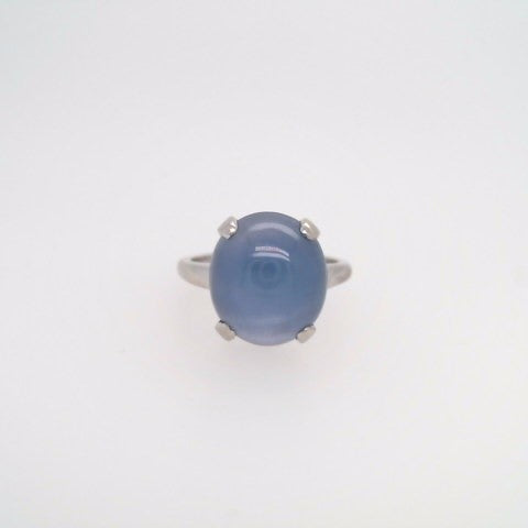 Online Clearance * Vintage Platinum Cornflower Blue Synthetic Star Sapphire Solitaire Ring