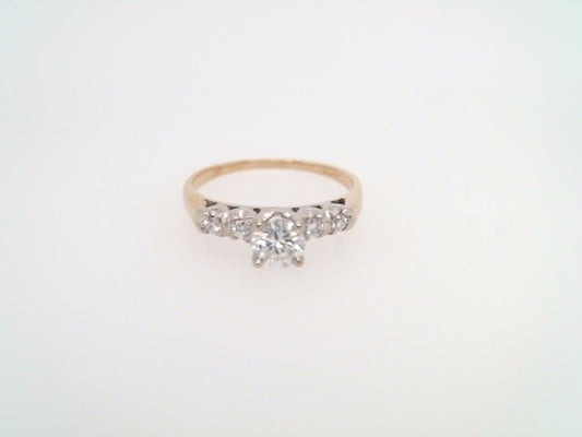 Vintage 14 Karat Yellow & White Gold 5 Stone Diamond Ring