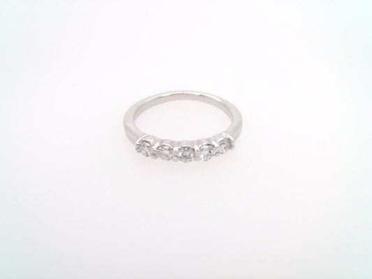 Vintage 14 Karat White Gold 5 Diamond Shared Prong Band Ring