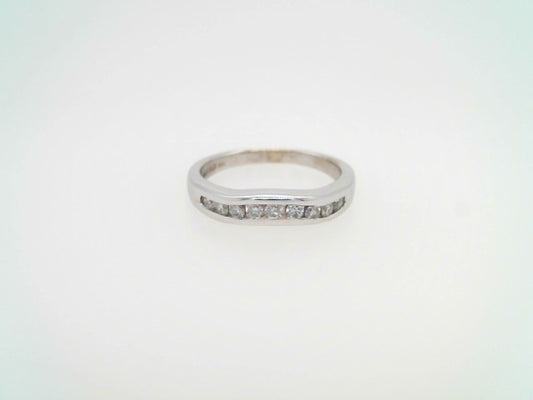 Vintage 14 Karat White Gold Curved Channel Set Diamond Band Ring