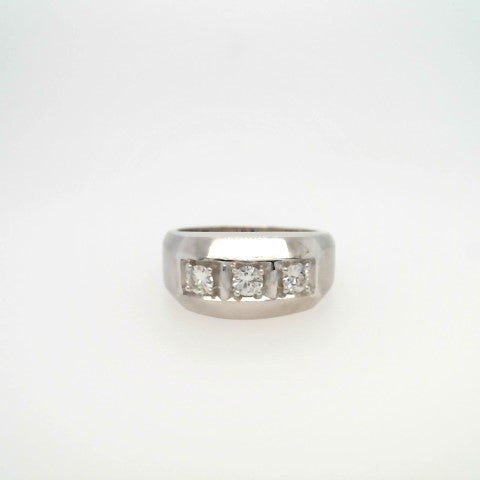 * Online Clearance *  Vintage 14 Karat White Gold 10 Mm Wide 3 Diamond Band Ring