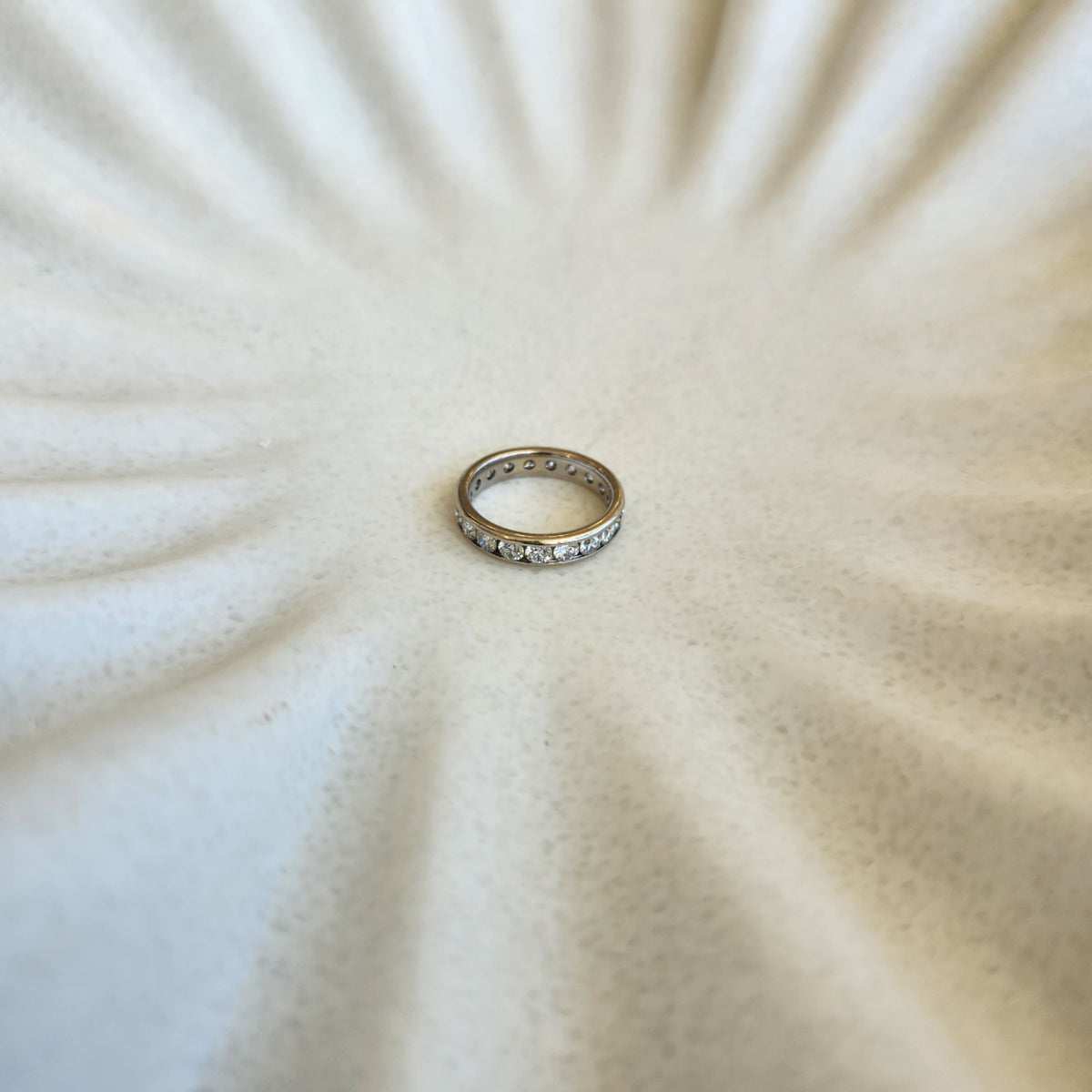 Vintage 14 Karat White Gold Channel Set Diamond Eternity Band