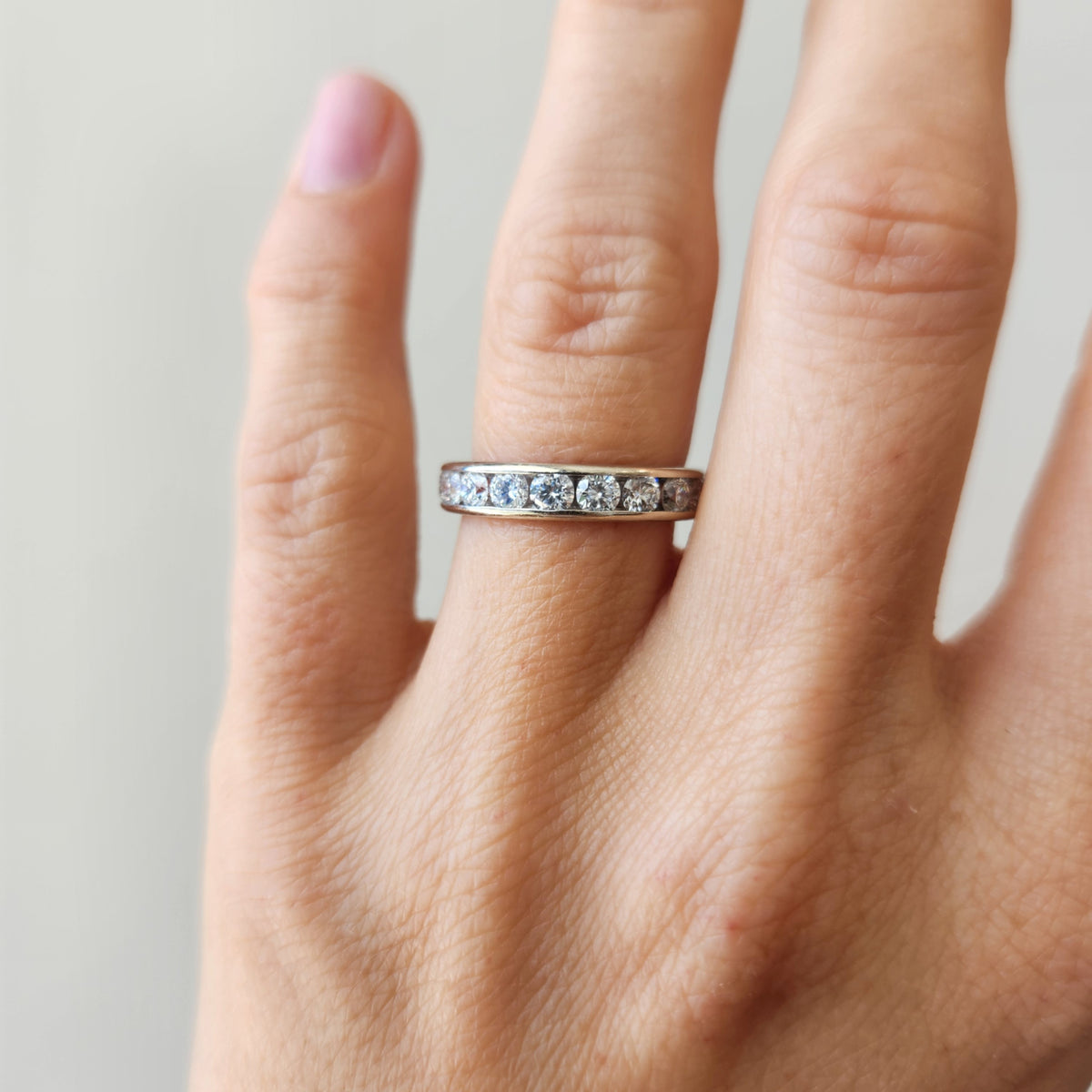 Vintage 14 Karat White Gold Channel Set Diamond Eternity Band