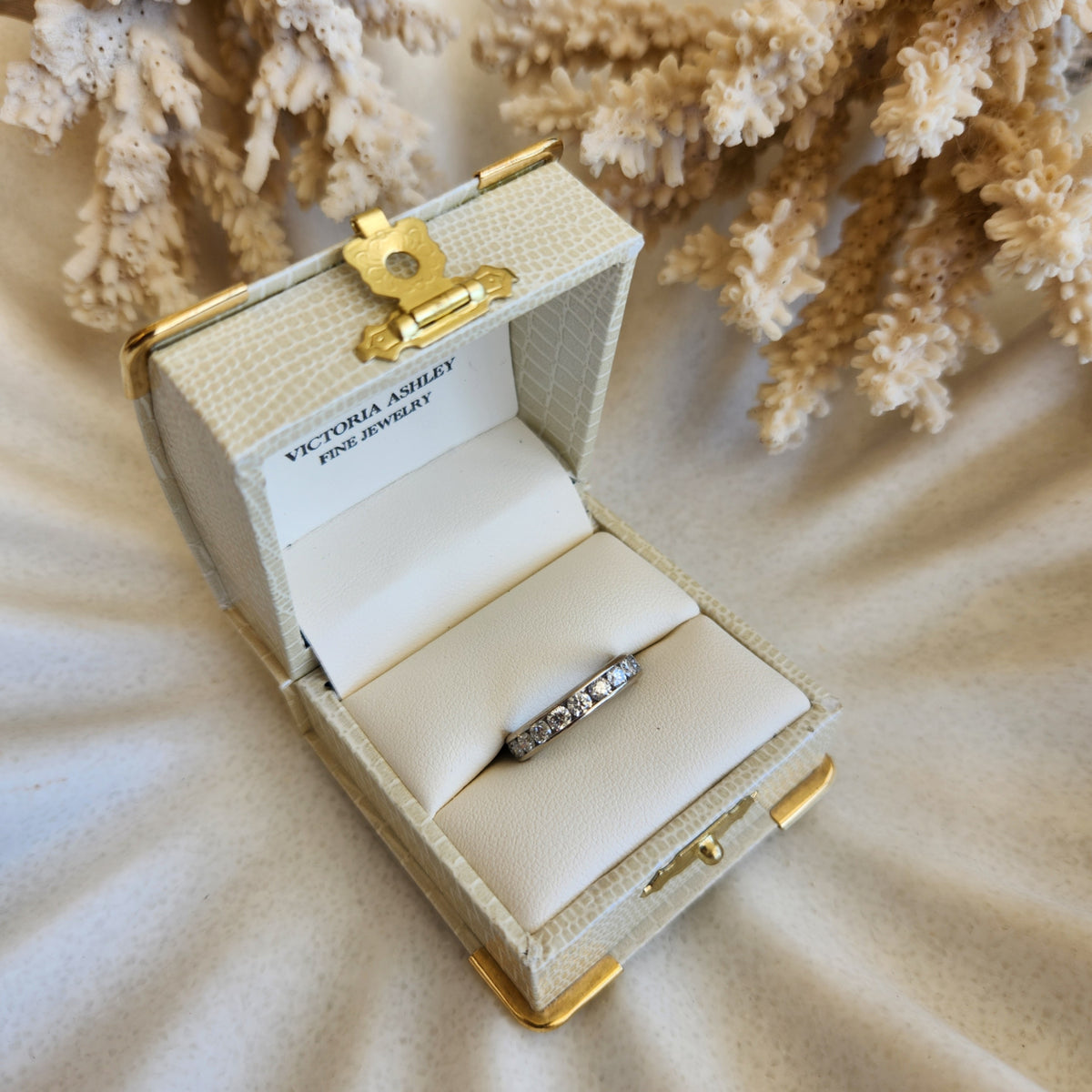 Vintage 14 Karat White Gold Channel Set Diamond Eternity Band