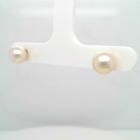 Vintage 14 Karat Yellow Gold 7 Mm Akoya Pearl Stud Earrings