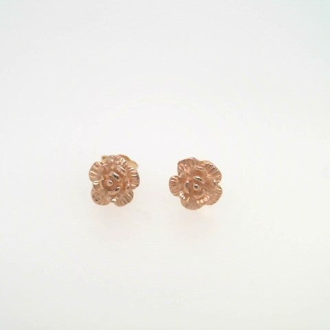 Vintage 14 Karat Rose & Yellow Gold 6.5 Mm Roses Stud Earrings