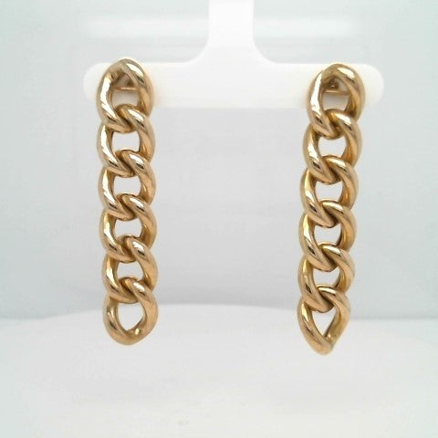 Vintage 18 Karat Yellow Gold Curb Link Chain Dangle Earrings