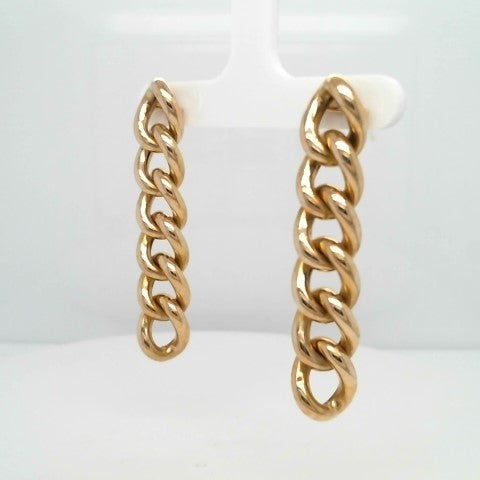 Vintage 18 Karat Yellow Gold Curb Link Chain Dangle Earrings