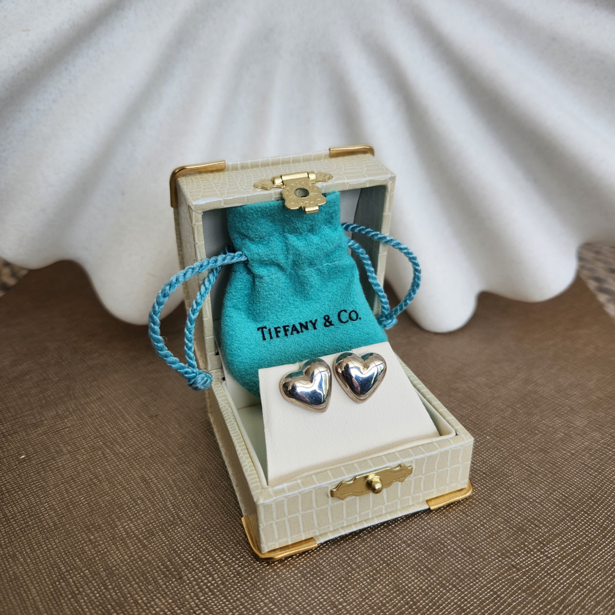 Vintage Tiffany & Co 12 Mm Puffed Heart Stud Earrings