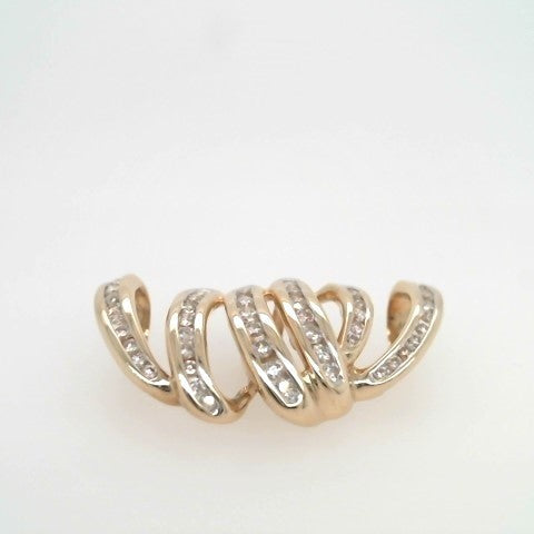 Vintage 14 Karat Yellow Gold Diamond Squiggle Slide Pendant