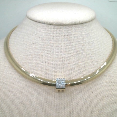 Vintage 14 Karat Yellow Gold 6 Mm Domed Omega Chain Necklace, 16.5"