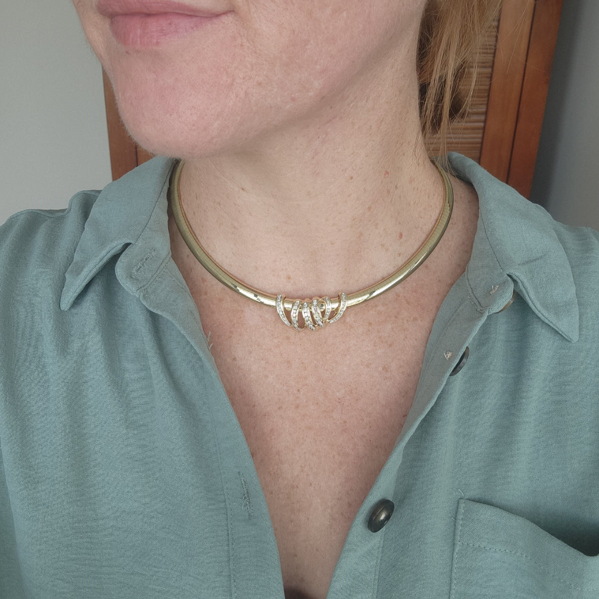 Vintage 14 Karat Yellow Gold 6 Mm Domed Omega Chain Necklace, 16.5"