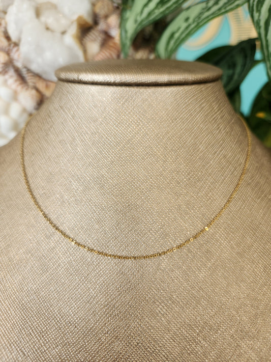 Vintage 14K Yellow Gold Ultra Lightweight 1.0mm Cable Chain