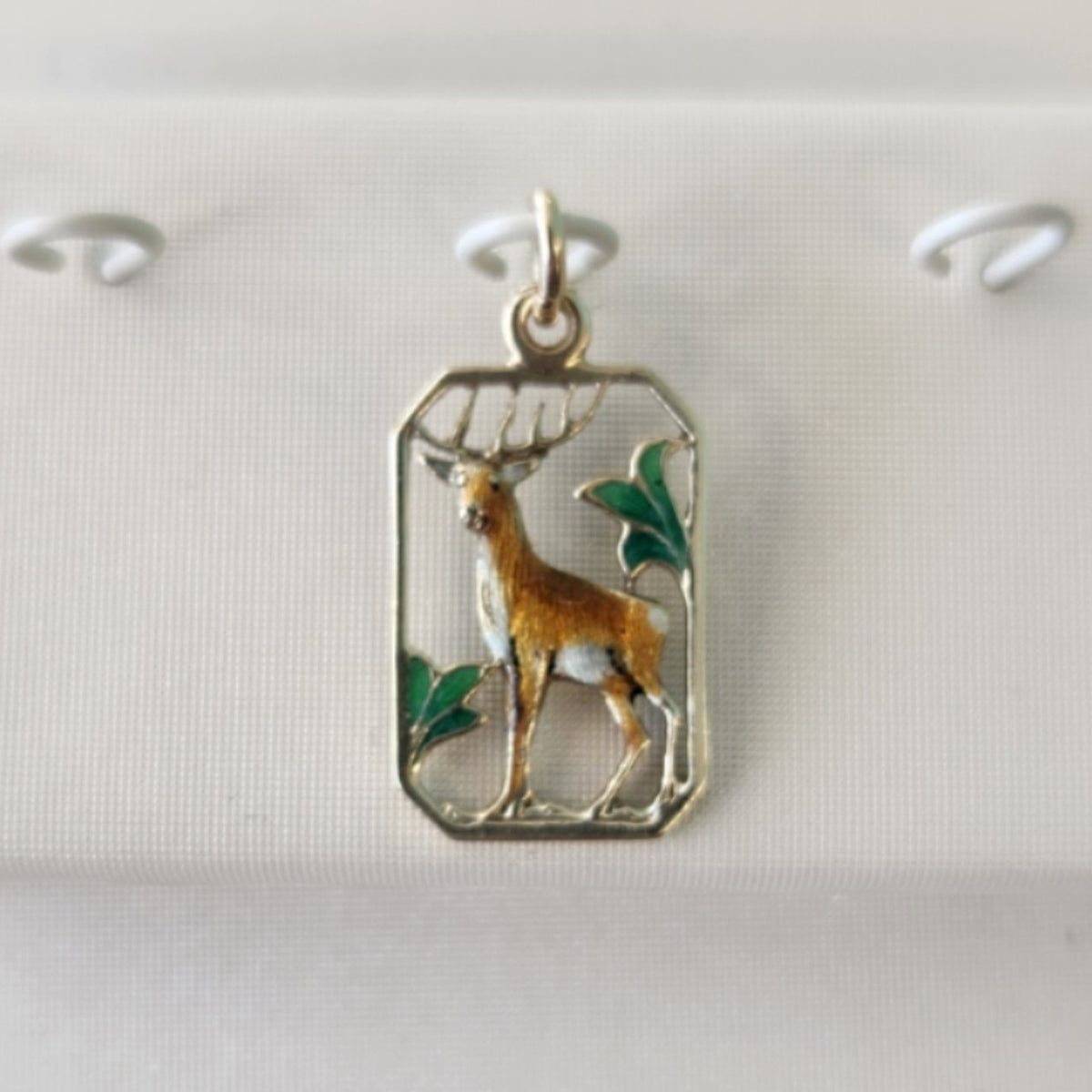 Vintage 14 Karat Yellow Gold Enameled Stag Cut Out Charm