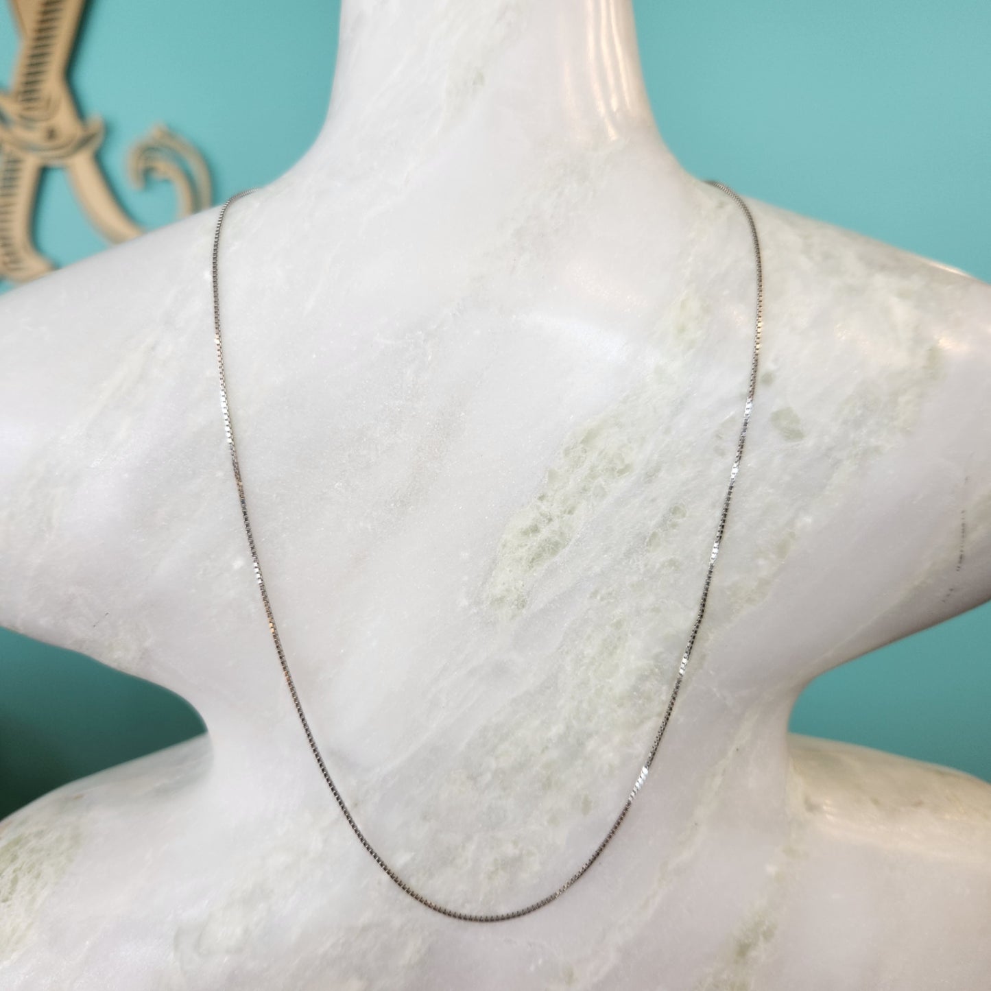 Vintage 14 Karat White Gold 1Mm Box Link Chain, 18"