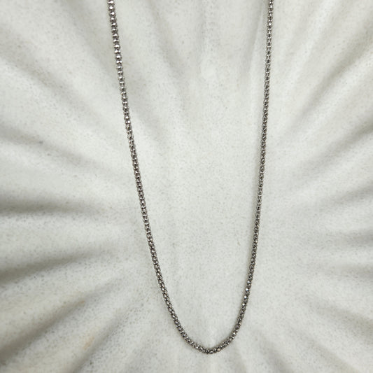 Vintage 14 Karat White Gold Popcorn Chain, 18"