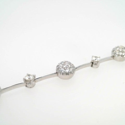 Vintage 18 Karat White Gold Diamond Station Line Bracelet